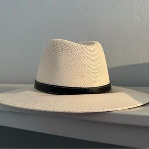 Stylish Cream Fedora Hat with Black Band